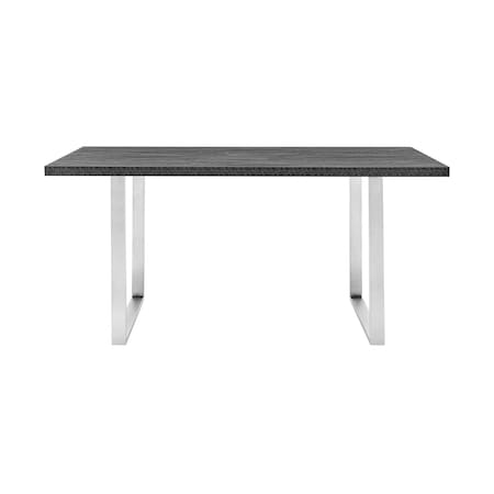 Armen Living Fenton Dining Table with Charcoal Top and Brushed Stainless Steel Base LCFEDIBSCH